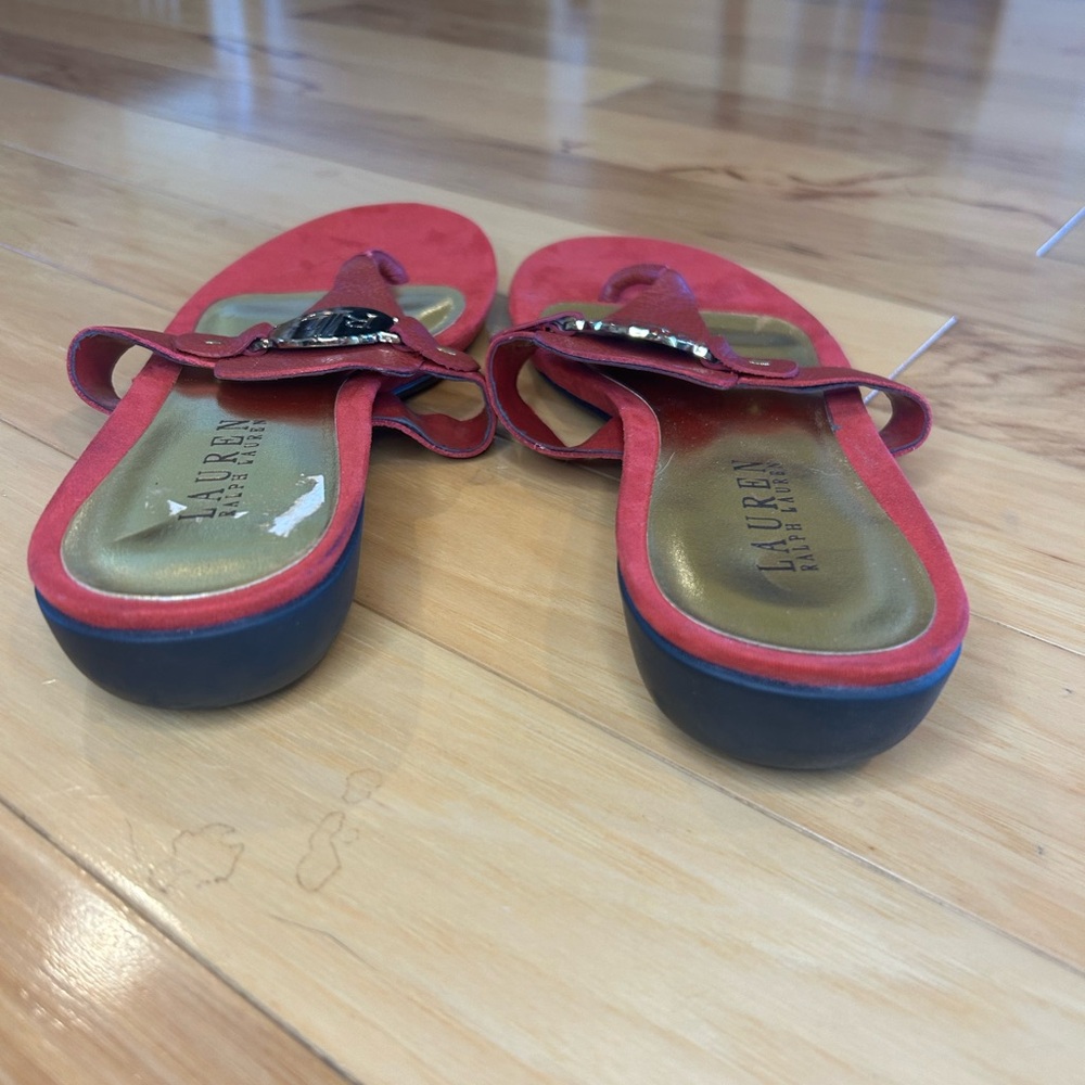 Ralph Lauren Kalana Red Thong Women’s Sandals - Picture 4 of 13